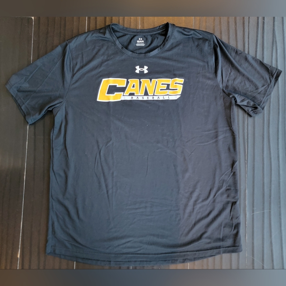 Under Armour Black T-Shirt with Canes Baseball Logo